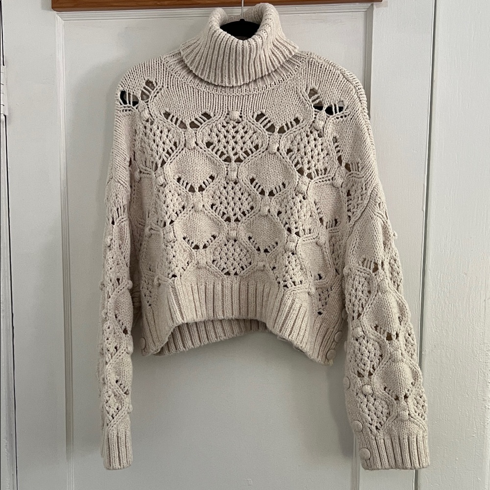 Zara Cream Knit Turtleneck Sweater